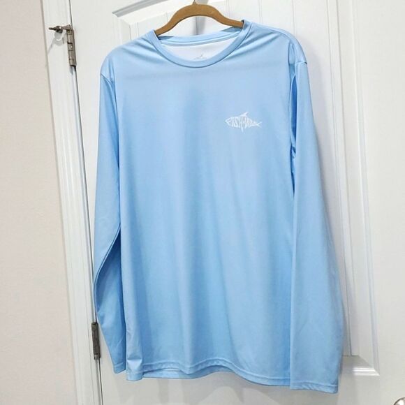 Fish N Vibe Live It Feel It Fishing T-Shirt Men's Large Long Sleeve Blue - Picture 1 of 5